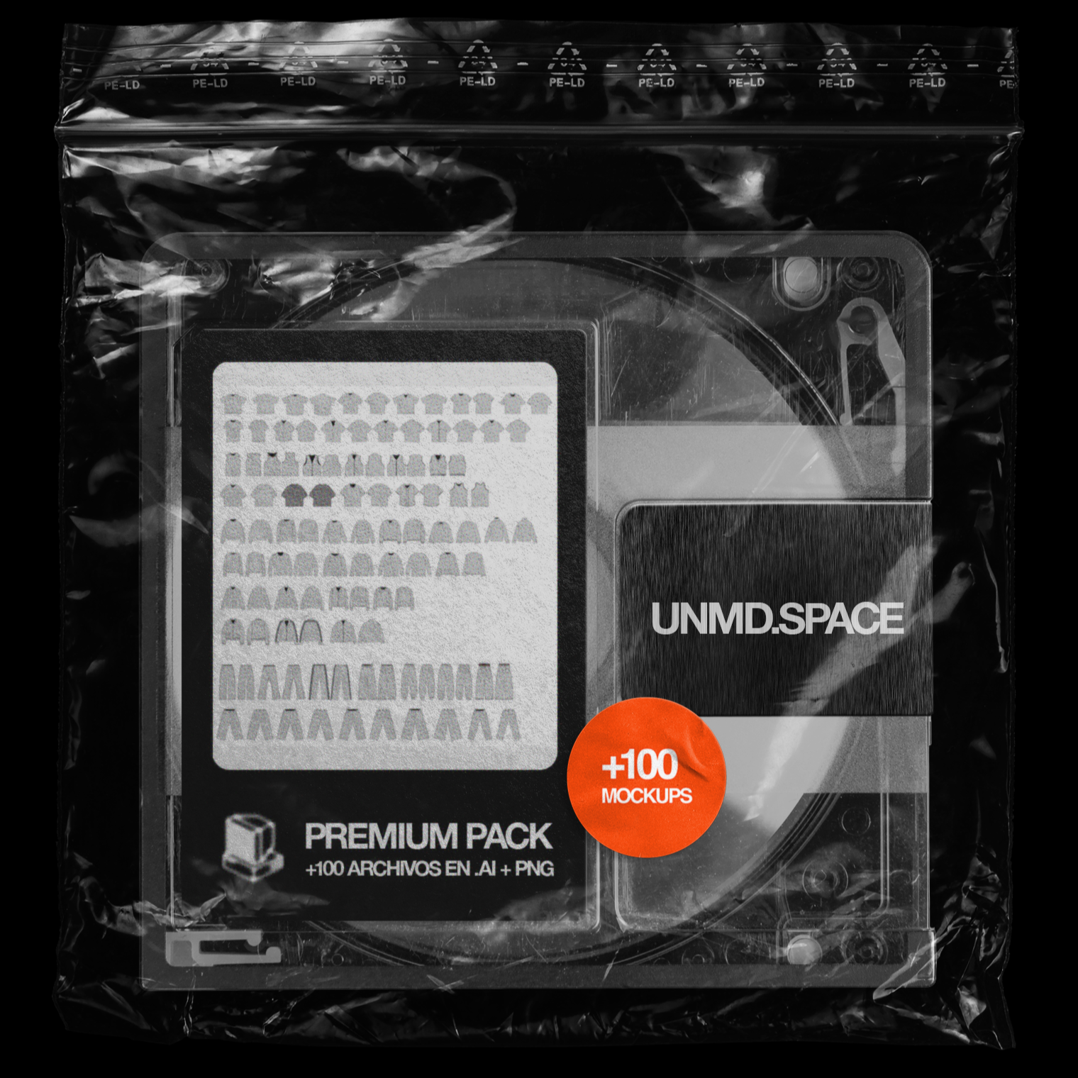 Mockups UNMD® — Premium Pack +100 Mockups (AI + PNG)